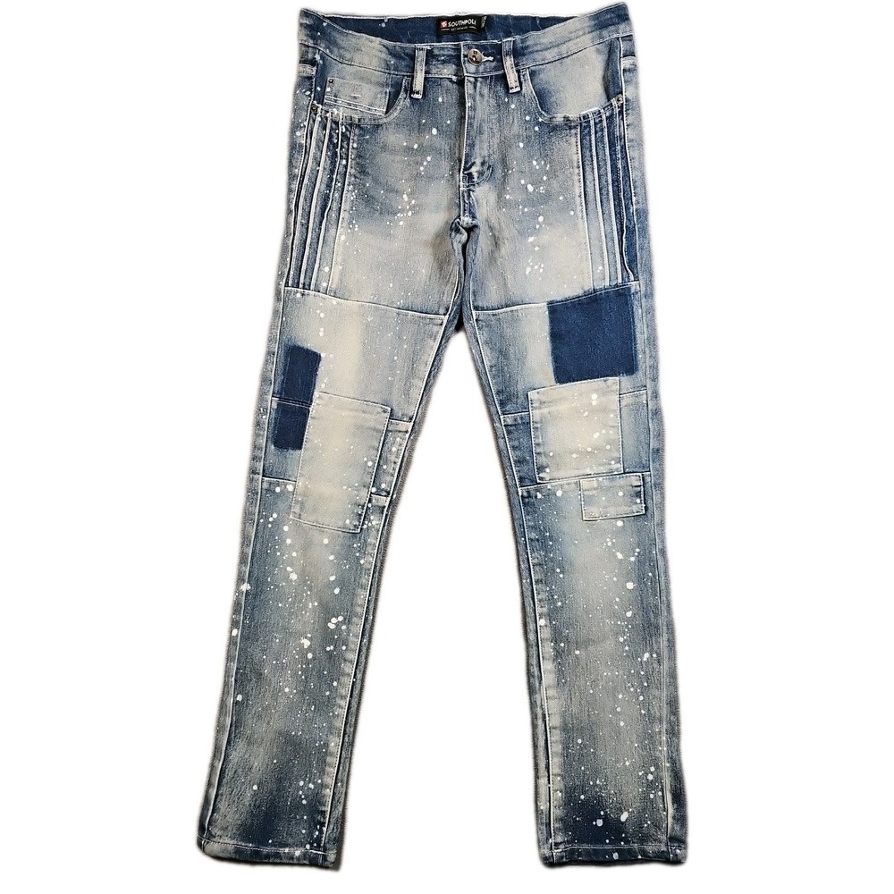 Southpole Women's Jeans 30x30 (31x31) Blue Patchwork Acid‎ Wash Vintage Y2K